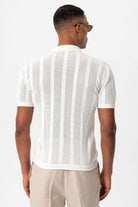 Antioch-Beyaz Polo Yaka Fermuarlı Örme Erkek T Shirt-T-Shirts-6-Milagron.com