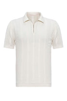 Antioch-Beyaz Polo Yaka Fermuarlı Örme Erkek T Shirt-T-Shirts-7-Milagron.com