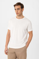 Antioch-Beyaz Regular Fit Modal Teknik Kumaş Erkek T Shirt-T-Shirts-1-Milagron.com