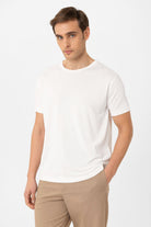Antioch-Beyaz Regular Fit Modal Teknik Kumaş Erkek T Shirt-T-Shirts-3-Milagron.com