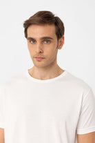 Antioch-Beyaz Regular Fit Modal Teknik Kumaş Erkek T Shirt-T-Shirts-4-Milagron.com