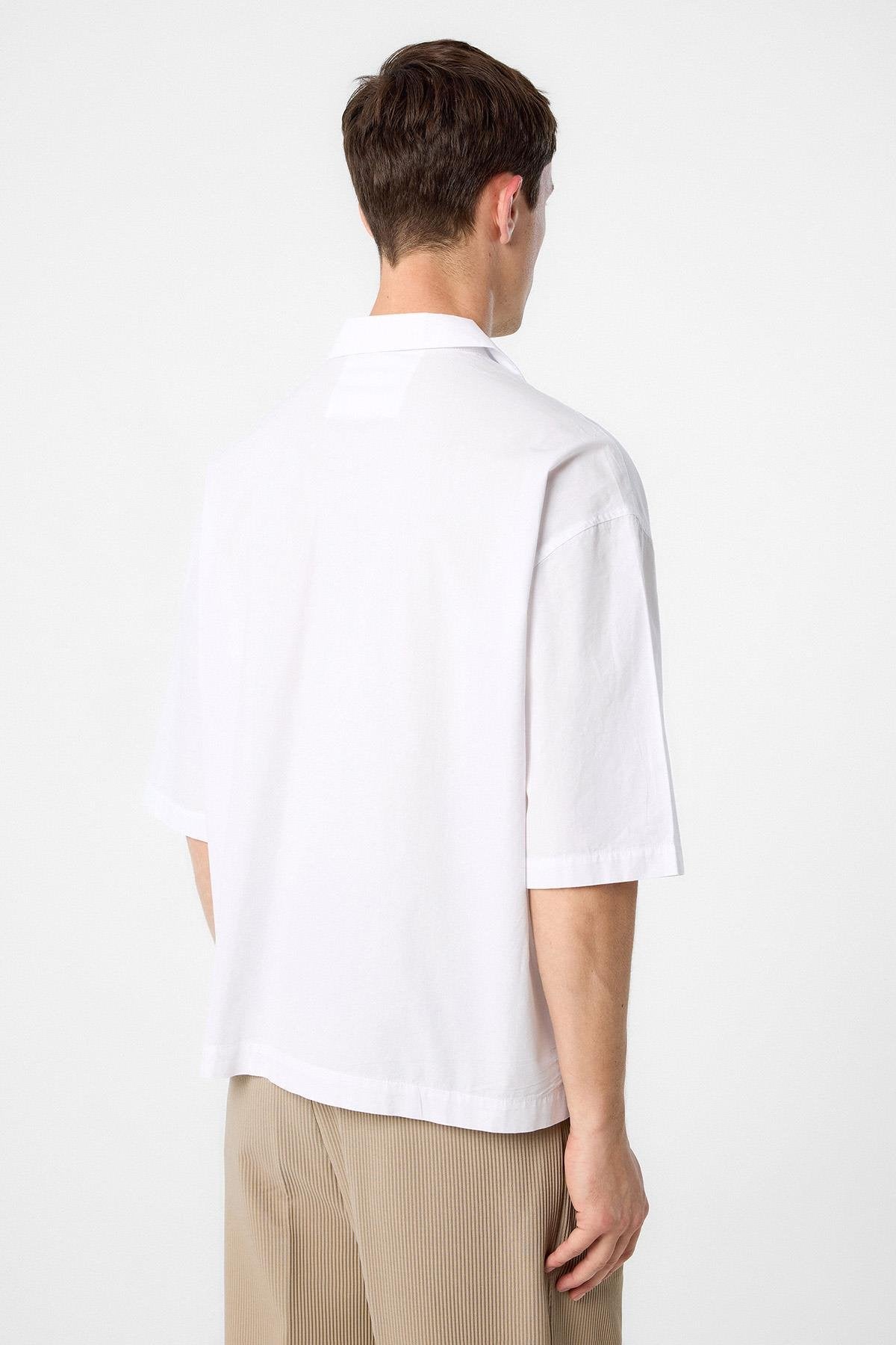 Antioch-Antioch Beyaz Relax Fit Kısa Erkek Gömlek-Gömlek-3-Milagron.com