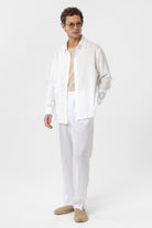 Antioch-Beyaz Relax Fit Liyosel Kumaş Erkek Gömlek-Gömlek-3-Milagron.com