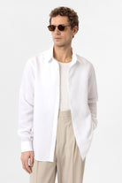 Antioch-Beyaz Relax Fit Modal Kumaş Erkek Gömlek-Gömlek-2-Milagron.com
