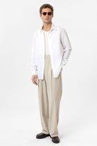 Antioch-Beyaz Relax Fit Modal Kumaş Erkek Gömlek-Gömlek-3-Milagron.com