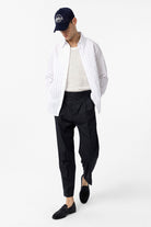 Antioch-Beyaz Relaxed Çizgili Erkek Gömlek-Gömlek-3-Milagron.com