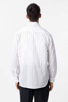 Antioch-Beyaz Relaxed Çizgili Erkek Gömlek-Gömlek-5-Milagron.com