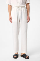 Antioch-Beyaz Relaxed Erkek Jogger Pantolon-Kumaş Pantolon-1-Milagron.com