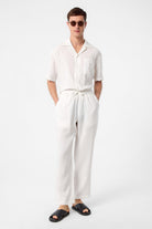 Antioch-Beyaz Relaxed Erkek Jogger Pantolon-Kumaş Pantolon-2-Milagron.com