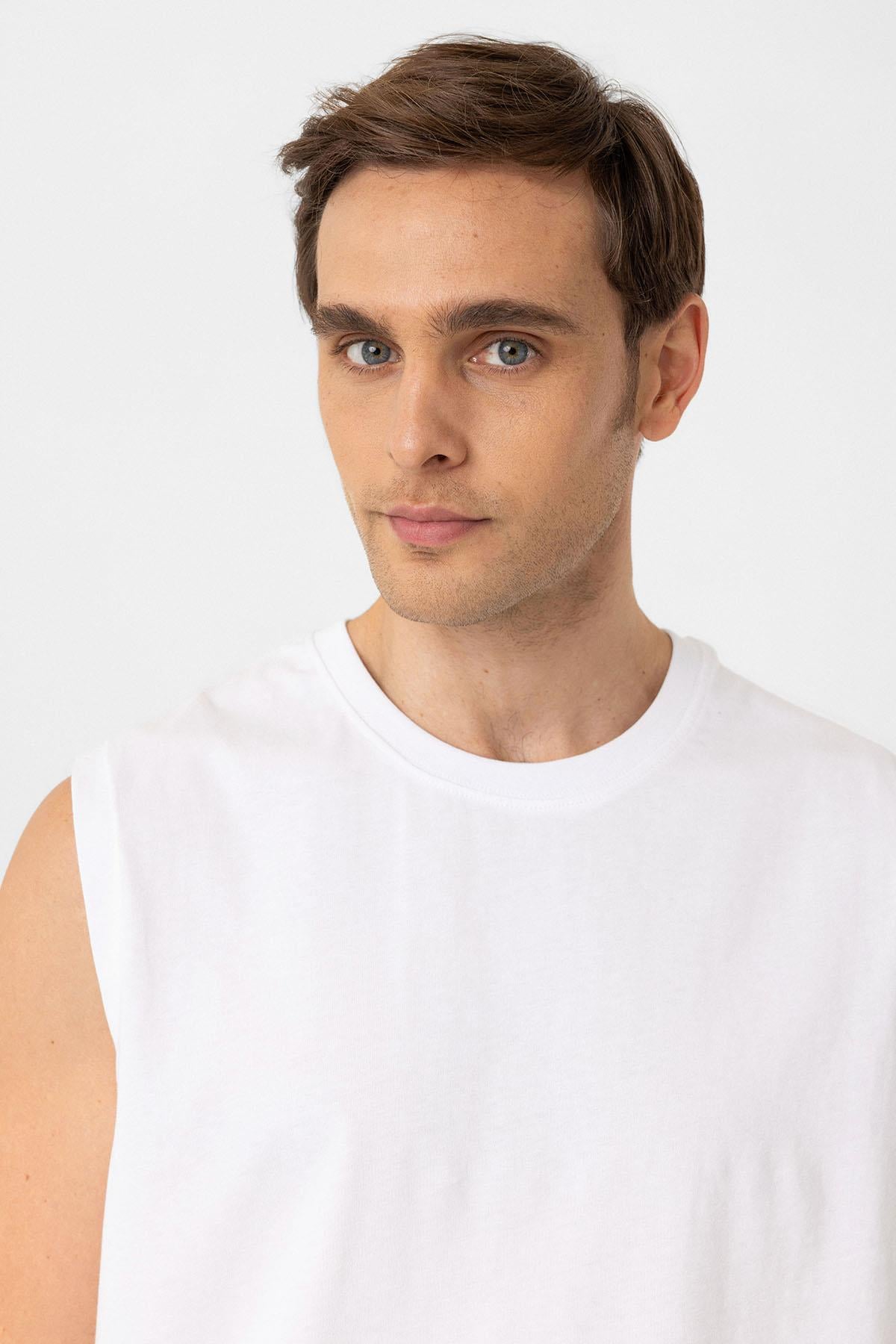 Antioch Beyaz Relaxed Fit Erkek Kolsuz T-Shirt