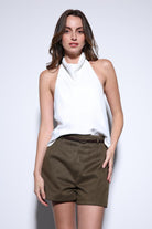 Antioch-Antioch Beyaz Saten Halter Kadın Top-Top-2-Milagron.com