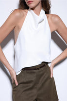 Antioch-Antioch Beyaz Saten Halter Kadın Top-Top-5-Milagron.com