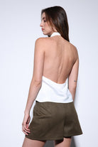 Antioch-Antioch Beyaz Saten Halter Kadın Top-Top-6-Milagron.com