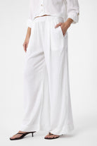 Antioch-Beyaz Şerit Detaylı Kadın Pantolon-Kumaş Pantolon-1-Milagron.com