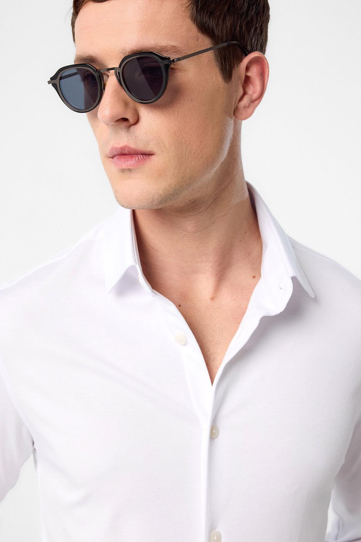 Antioch-Beyaz Slim Fit Erkek Gömlek-Gömlek-4-Milagron.com