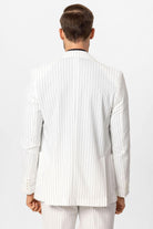Antioch-Beyaz Tek Düğme Kruvaze Kapama çizgili Erkek Blazer Ceket-Blazer Ceket-5-Milagron.com