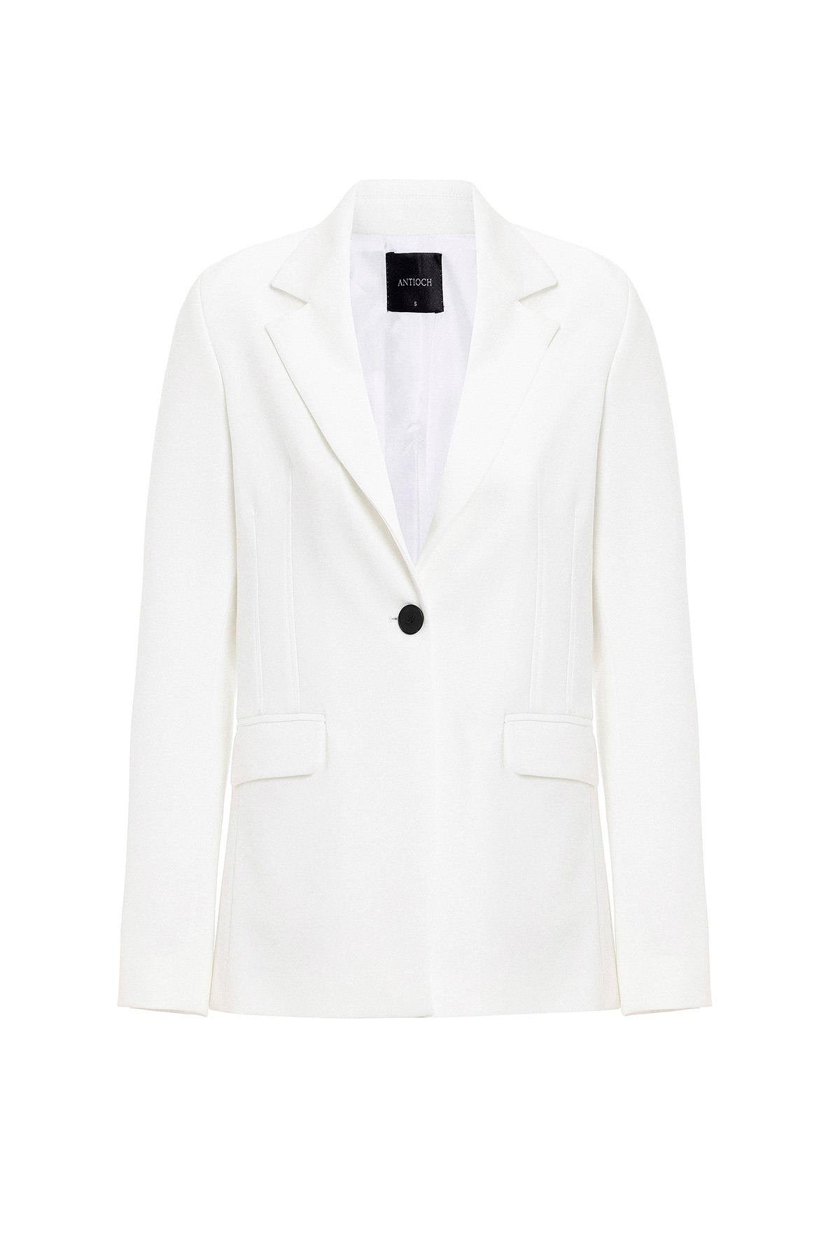 Antioch-Beyaz Vücuda Oturan Kadın Blazer Ceket-Blazer Ceket-5-Milagron.com