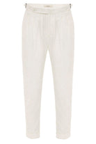 Antioch-Beyaz Yüksek Bel Keten Karışımlı Duble Paça Erkek Pantolon-Pantolon-6-Milagron.com