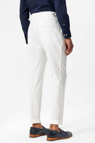 Antioch-Beyaz Yüksek Bel Pileli Dokulu Erkek Pantolon-Pantolon-6-Milagron.com