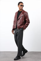 Antioch-Bordo 100% Deri Biker Ceket-Ceket-1-Milagron.com