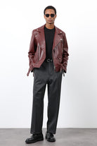 Antioch-Bordo 100% Deri Biker Ceket-Ceket-3-Milagron.com