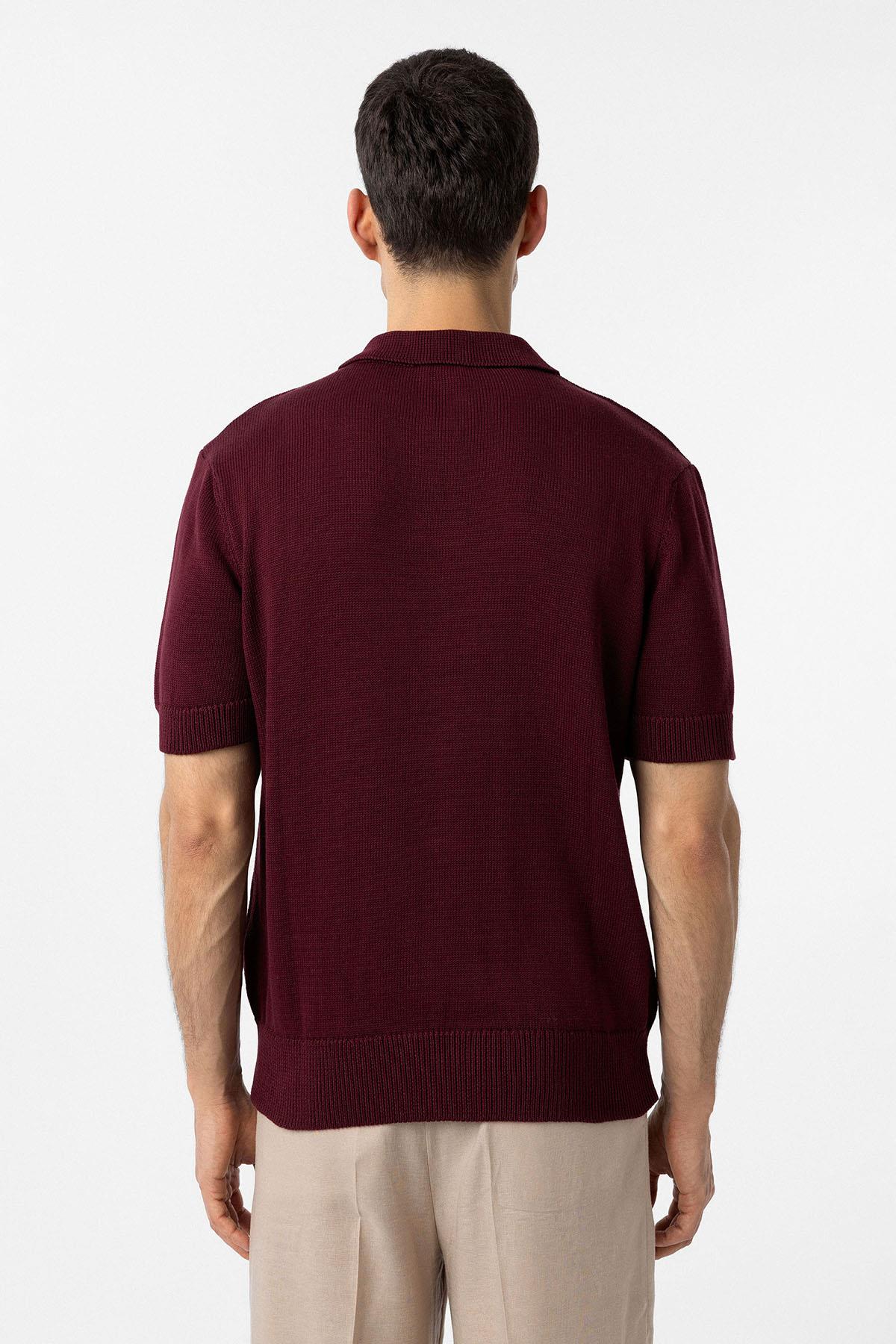 Antioch-Bordo 100% Pamuk Polo Yaka Triko T Shirt-T-Shirts-4-Milagron.com