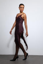 Antioch-Bordo Asimetrik Dantel Elbise-Elbise-2-Milagron.com