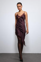 Antioch-Bordo Asimetrik Dantel Elbise-Elbise-3-Milagron.com