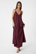 Antioch-Bordo Askılı Modal Uzun Kadın Elbise-Elbise-1-Milagron.com