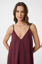 Antioch-Bordo Askılı Modal Uzun Kadın Elbise-Elbise-3-Milagron.com