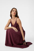 Antioch-Bordo Askılı Modal Uzun Kadın Elbise-Elbise-4-Milagron.com