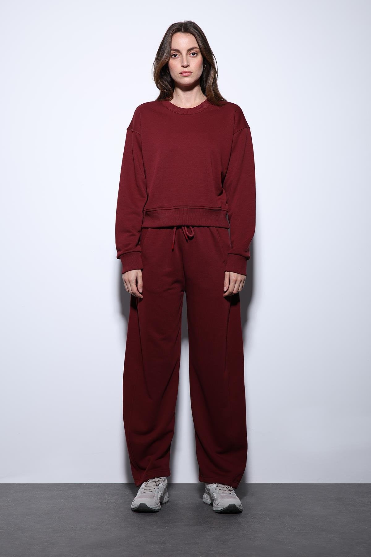 Antioch-Antioch Bordo Basic Kadın Sweatshirt-Sweatshirt-2-Milagron.com