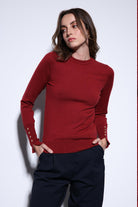 Antioch-Antioch Bordo Basic Kadın Triko Kazak-Kazak-2-Milagron.com