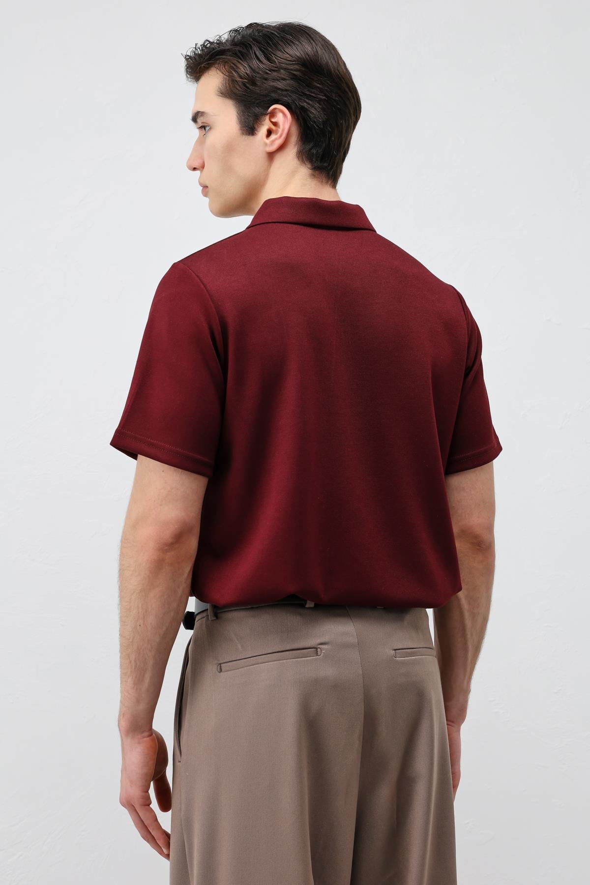Antioch Bordo Basic Polo Yaka Erkek T-Shirt