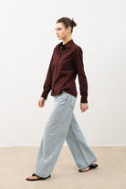 Antioch Bordo Basic Slim Fit Kadın Gömlek
