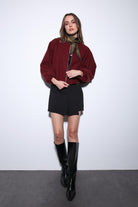 Antioch-Bordo Bel Lastikli Crop Kadın Mont-Mont-1-Milagron.com