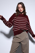 Antioch-Antioch Bordo çizgili Triko Kazak-Kazak-1-Milagron.com