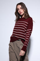 Antioch-Antioch Bordo çizgili Triko Kazak-Kazak-4-Milagron.com