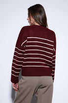 Antioch-Antioch Bordo çizgili Triko Kazak-Kazak-5-Milagron.com