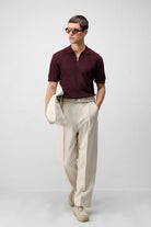 Antioch Bordo Comfort Slim Fermuarlı Erkek Triko T-Shirt