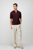 Antioch Bordo Comfort Slim Fermuarlı Erkek Triko T-Shirt