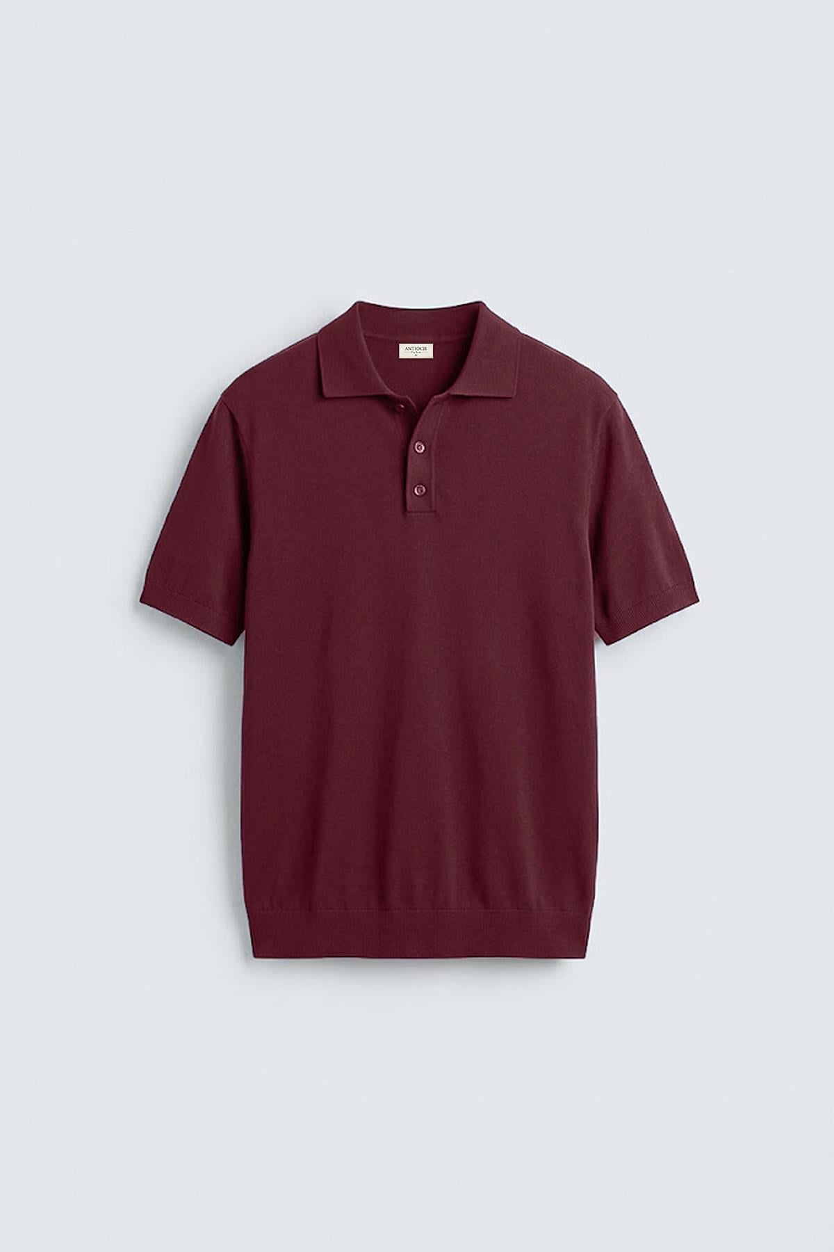 Antioch Bordo Comfort Slim Polo Yaka Erkek Triko T-Shirt