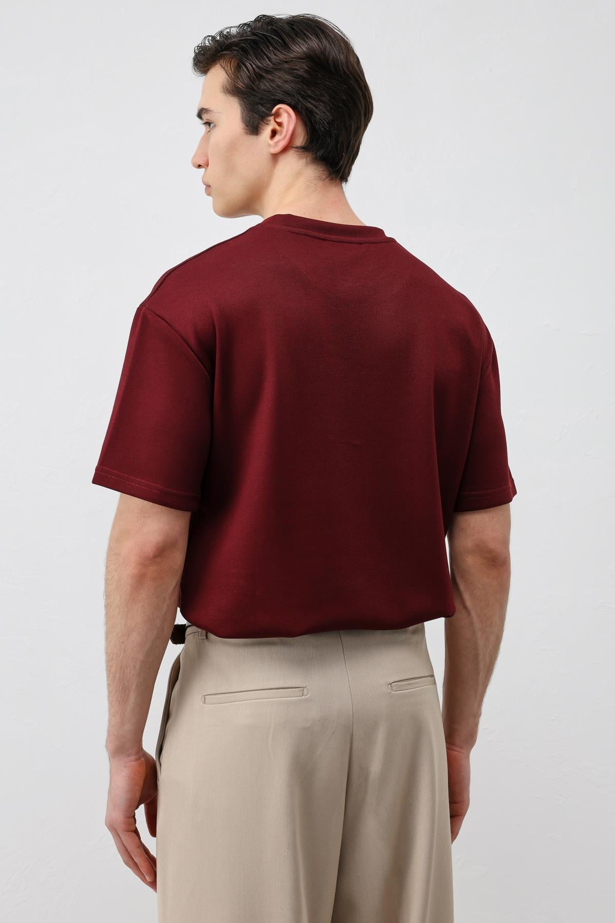 Antioch Bordo Crop Fit Erkek T-Shirt