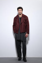 Antioch-Bordo Crop Fit Erkek Trençkot-Trençkot-1-Milagron.com