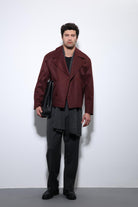 Antioch-Bordo Crop Fit Erkek Trençkot-Trençkot-2-Milagron.com