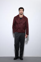 Antioch-Bordo Crop Fit Erkek Trençkot-Trençkot-3-Milagron.com