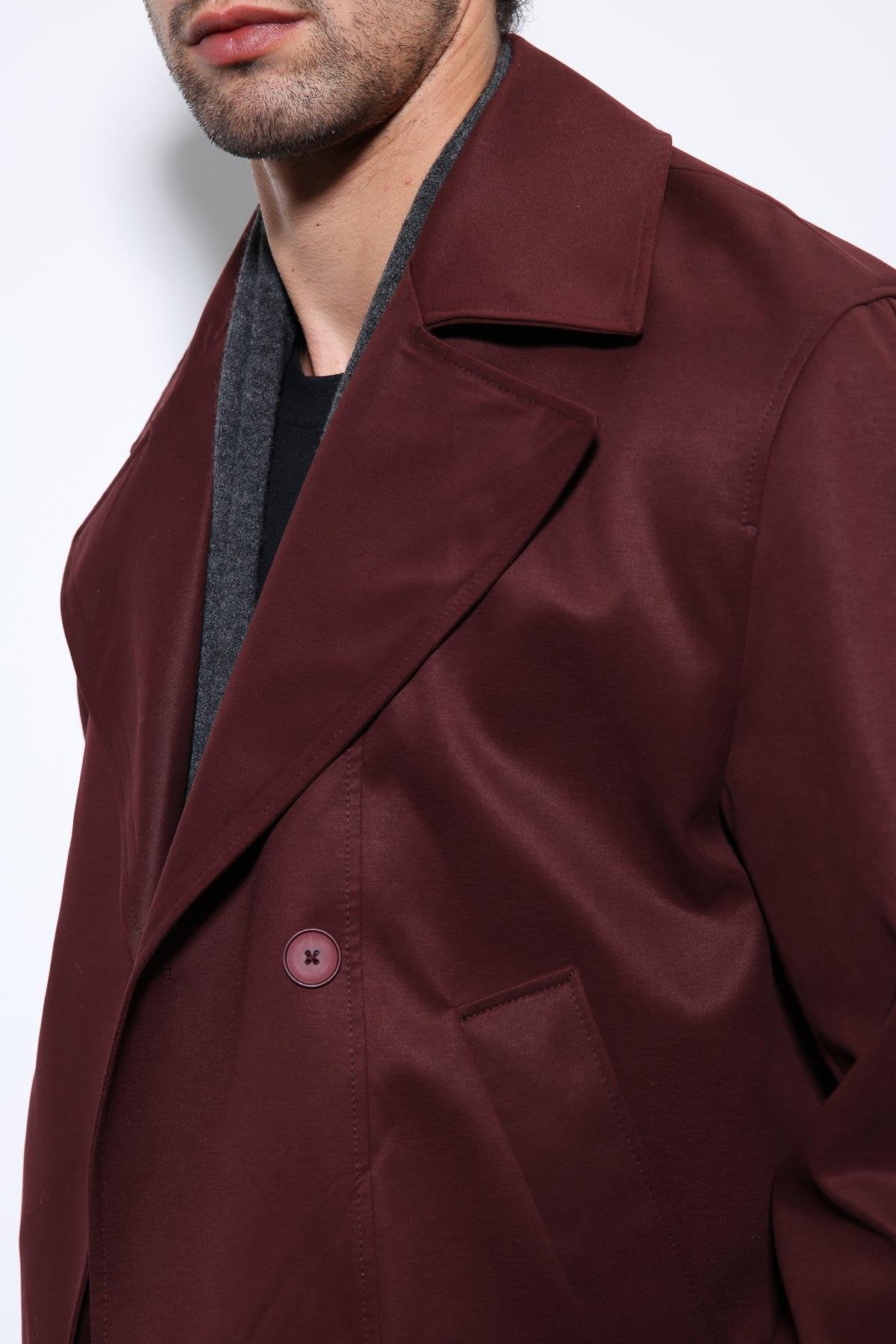 Antioch-Bordo Crop Fit Erkek Trençkot-Trençkot-4-Milagron.com