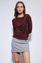 Antioch-Bordo Drapeli şal Detaylı Top-Top-3-Milagron.com