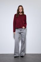 Antioch-Bordo Düğme Detaylı Triko Kazak-Kazak-1-Milagron.com