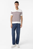 Antioch-Bordo Ekru Polo Yaka Çizgili Erkek Triko T Shirt-T-Shirts-2-Milagron.com